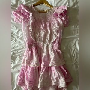 Love Shack Fancy Natasha Mini Dress Peony Pink
